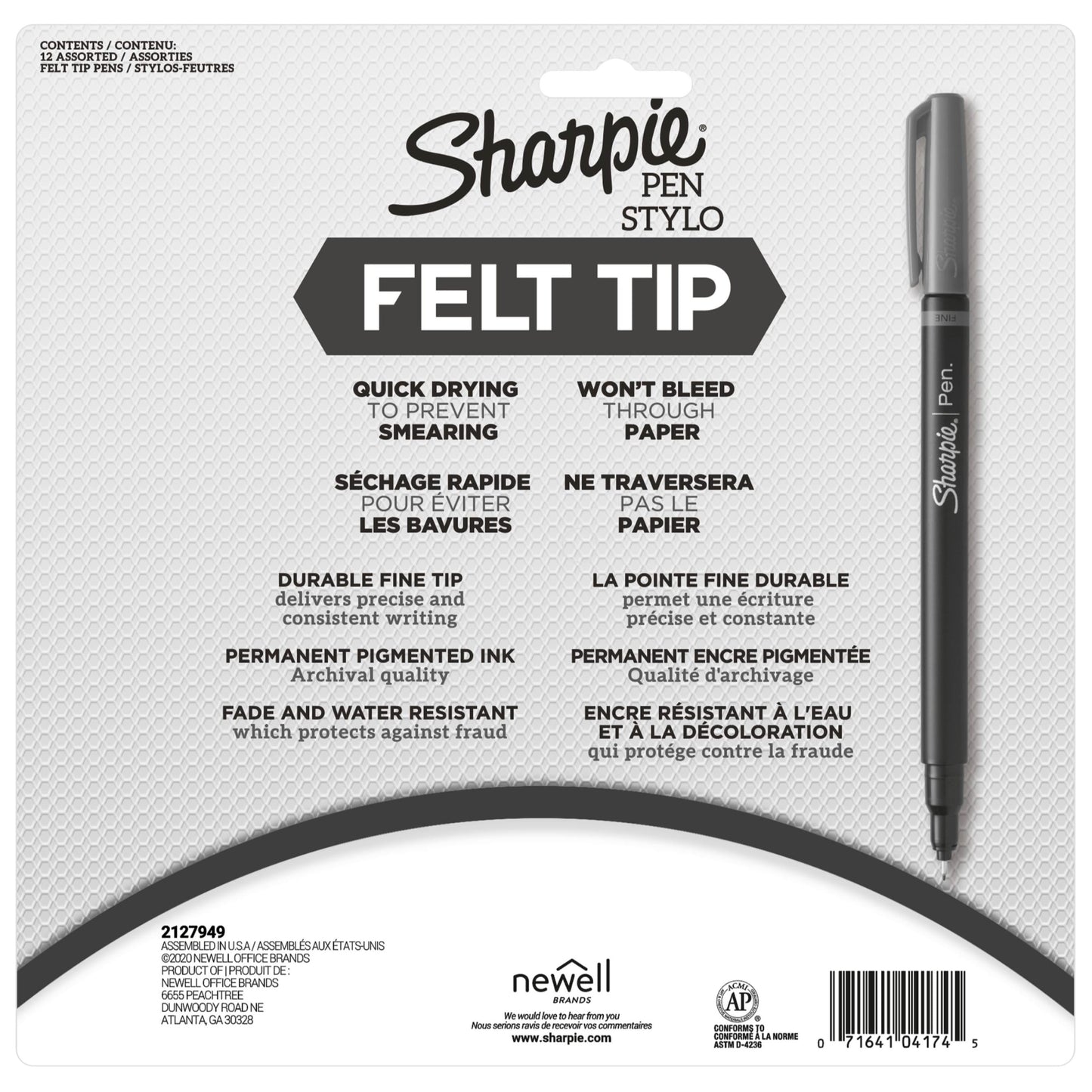 Sharpie Pens, Felt Tip Pens, Fine Point (0.4mm), Assorted Colors, 12 Count