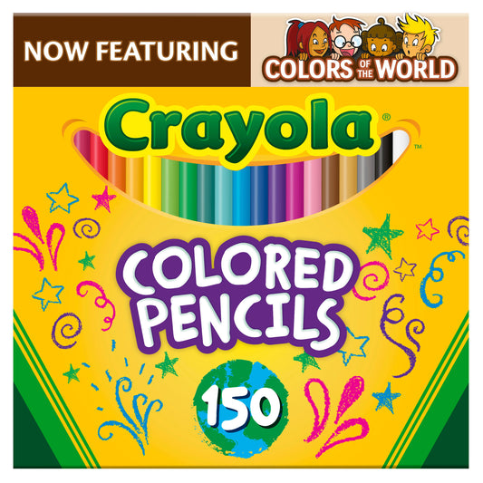 Crayola Colored Pencil Set, Colors of the World, 150 Count, Assorted Colors, Gift for Kids