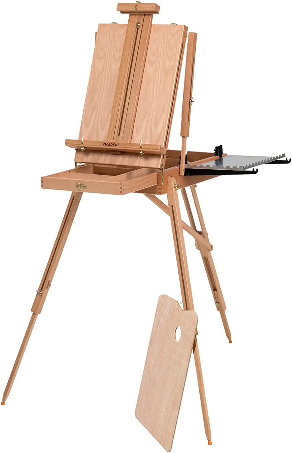 MEEDEN French Tripod Easel, Large Wooden French Style Easel Field and Studio Portable Easel with Sketchbox, Drawer, Beechwood