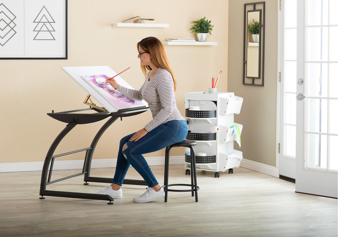 Studio Designs Triflex Modern Adjustable Drafting Table with 35" Wide Angle