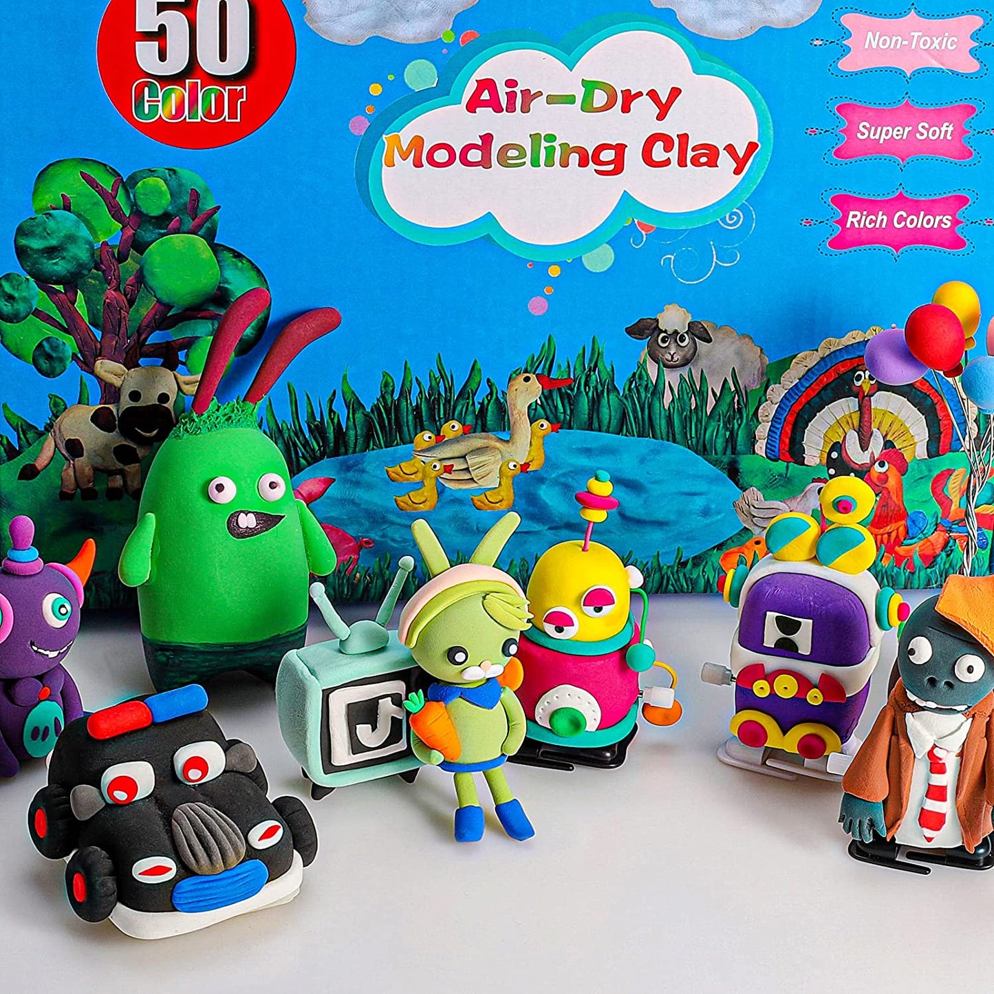 CiaraQ Modeling Clay Kit - 50 Colors Air Dry Ultra Light Clay, Safe & Non-Toxic