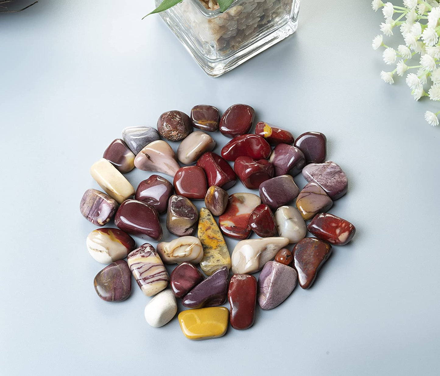 Crocon 1LB Black Strawberry Mini Tumbled Stones and Crystals Bulk Natural Crystal Kit for Reiki Healing Crystals