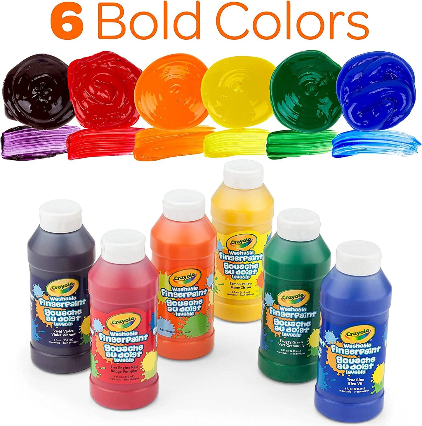 Crayola Washable Finger Paints (6 Count) Kids Paint Set