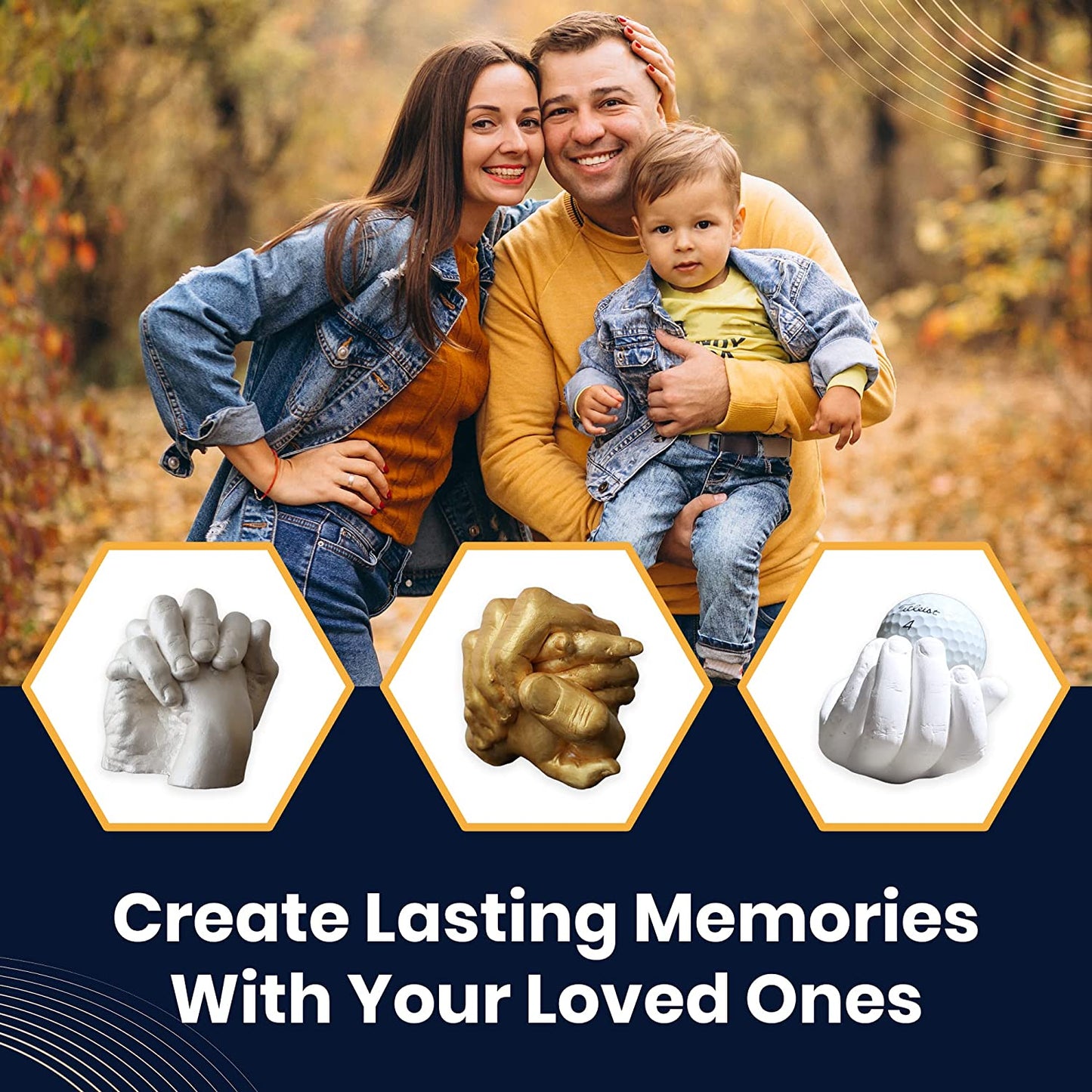 FORDADSS Hand Casting Kit Couples | Unique Birthday Gifts for Men Husband Father Grandpa | Wooden Base | DIY Hand Mold Kit | Kids Fathers Day Family Adult Child | Couple Gifts