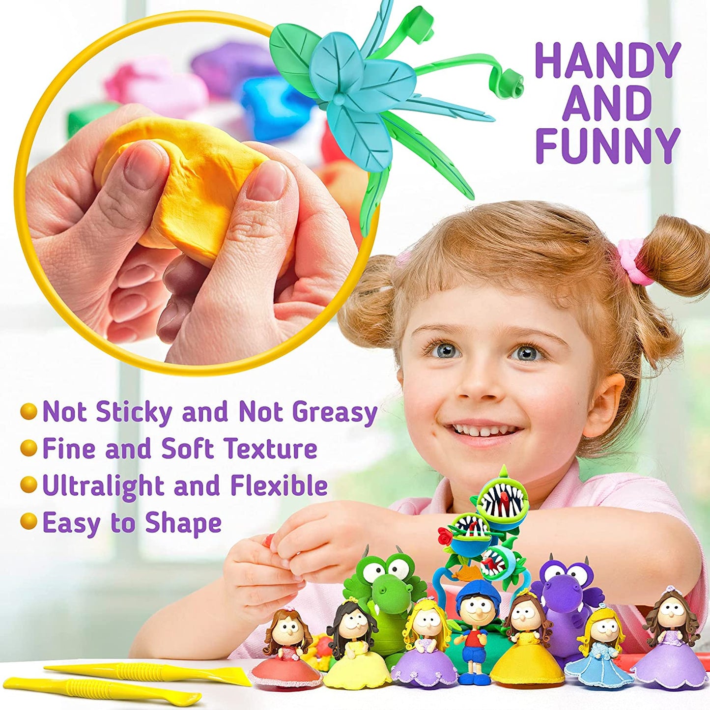 FLYFLAG Air Dry Clay 36 Colors, Soft & Ultra Light, Modeling Clay with Accessories, Tools and Tutorials