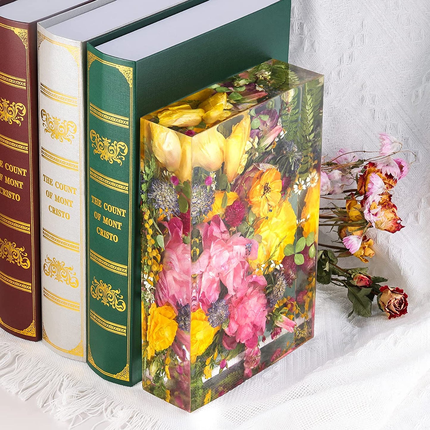 MARKOO Large Silicone Bookends Resin Molds, Rectangle Silicone Resin Molds for Resin Casting, Epoxy Resin Molds for Flowers Preservation, Resin Art, DIY Wedding, Valentine