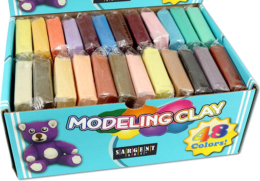 Sargent Art Modeling Clay Assorted 48 Counts, Non-Hardening and Individually Wrapped