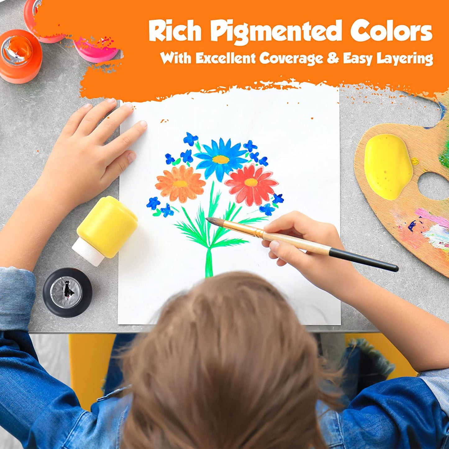 LS Kids Paint Set - 12 Colors Kids Paint 2 oz Each - Washable Paint for Kids for Kids Art, Craft, School and Home Finger Painting Projects