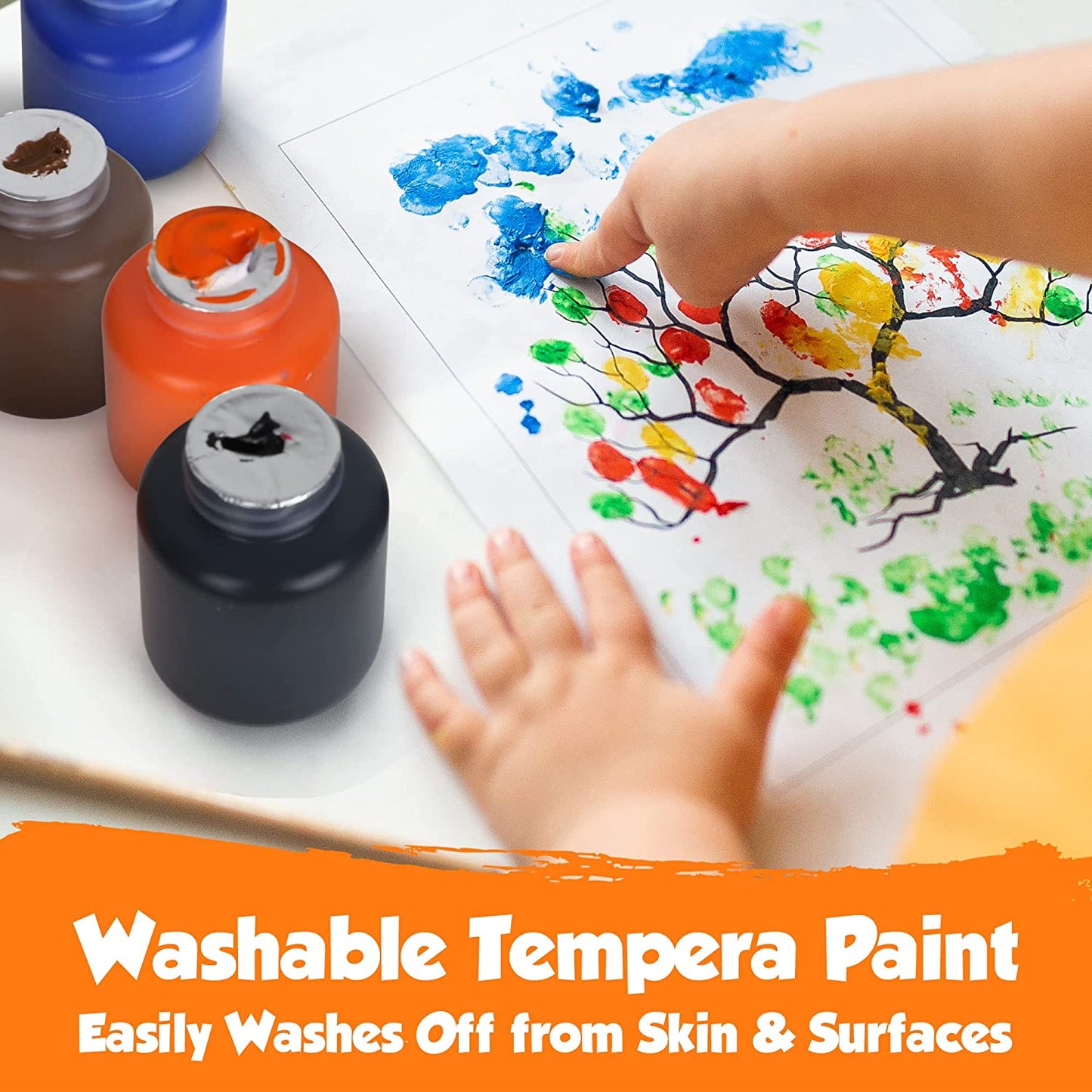 LS Kids Paint Set - 12 Colors Kids Paint 2 oz Each - Washable Paint for Kids for Kids Art, Craft, School and Home Finger Painting Projects