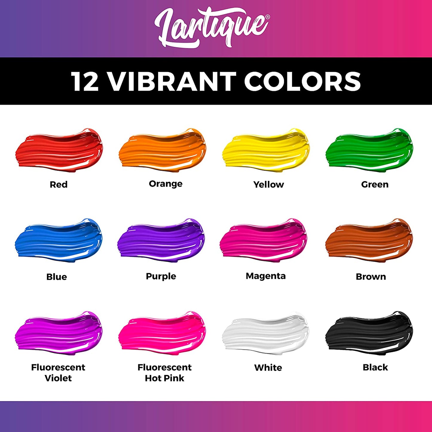 Lartique Washable Paint-12 Colors Finger Paint, Regular and Fluorescent Kids Paint Set