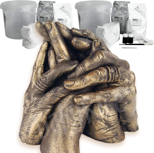 BabyRice 3D Family Hand Casting Kit, Large | 2kg BabyRice Alginate, 2kg Plaster, Metallic Bronze Finishing Kit, 2 Casting Container | Comprehensive Instructions