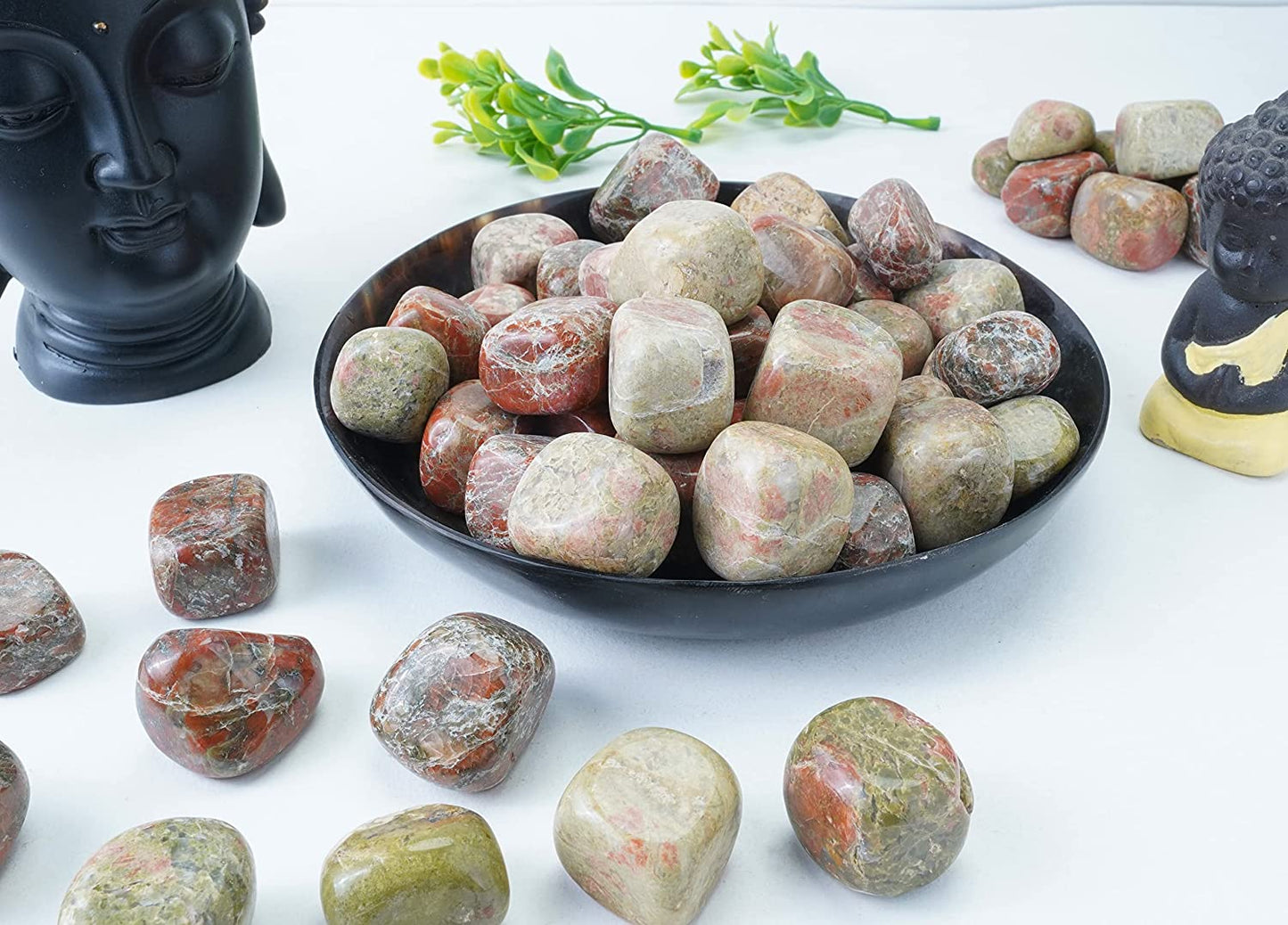 Crocon 1lb Green mica Tumbled Stones and Crystals Bulk, Polished Stones - Rock Collection