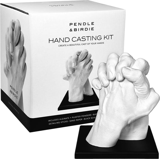 Pendle & Birdie Hand Casting Kit - A Complete Premium Craft Gift to Create a Two-Hand Couples Sculpture Keepsake. Large Kit incl. an Elegant Stand, Plaster & Colour Changing Alginate