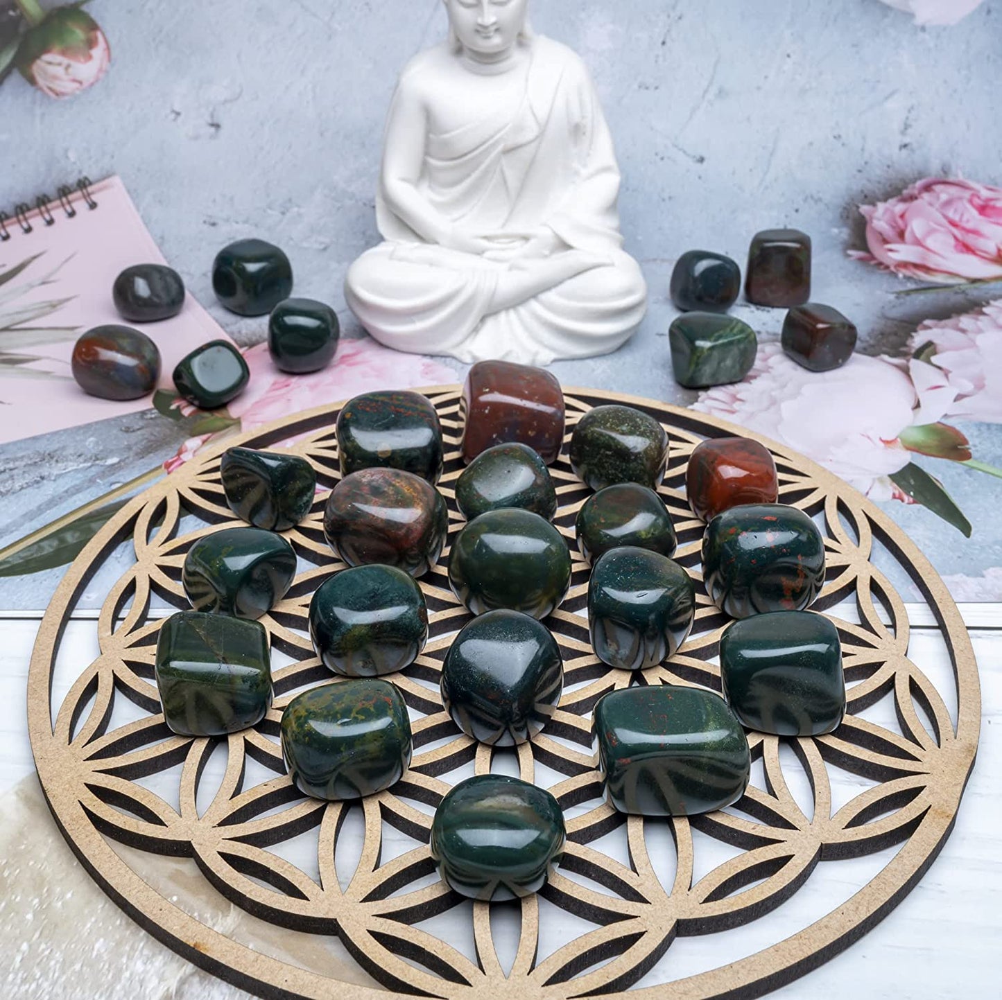 Crocon 1lb Green mica Tumbled Stones and Crystals Bulk, Polished Stones - Rock Collection