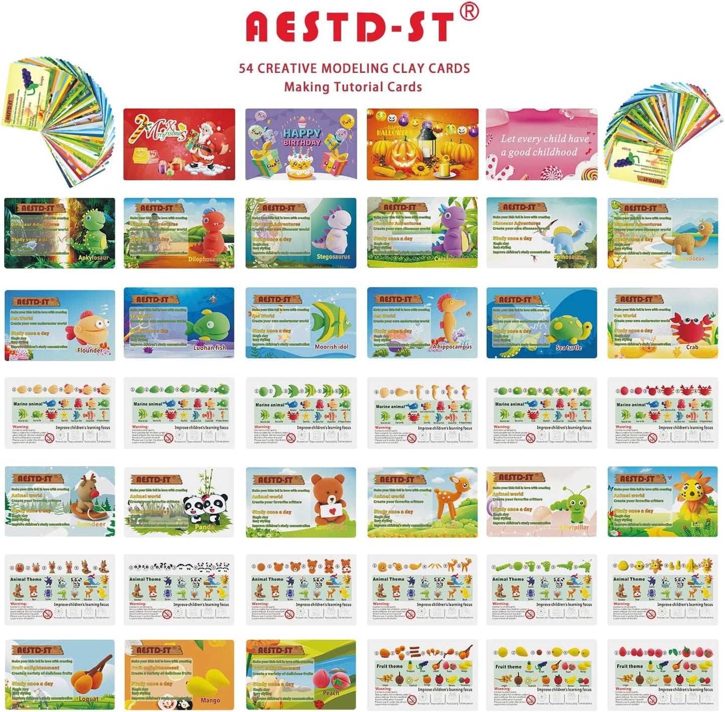 AESTD-ST Air Dry Clay Kit, 42 Corlors Modeling Clay for Kids, Safe & Non-Toxic Super Light DIY Soft Magic Clay, Molding Clay with Sculpting Tools and Tutorial Cards