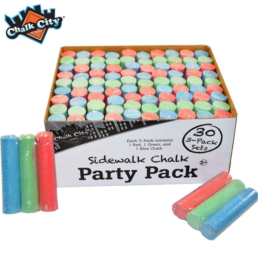 Chalk City Sidewalk Chalk for Kids Party Pack Washable Outdoor Jumbo Chalks Bucket 30 Count