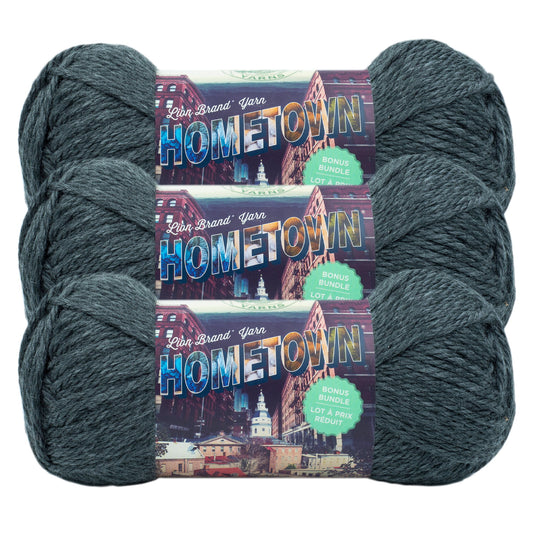 Lion Brand Yarn Hometown Bonus Bundle Chicago Charcoal Basic Super Bulky Acrylic Gray Yarn 3 Pack