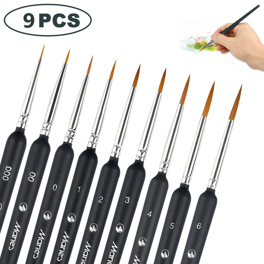 9 Pcs Miniature Painting Brushes Kit, EEEkit Detail Acrylic Paint Brushes Set for Gouache, Oil, Tempera, Enamel and Face Painting