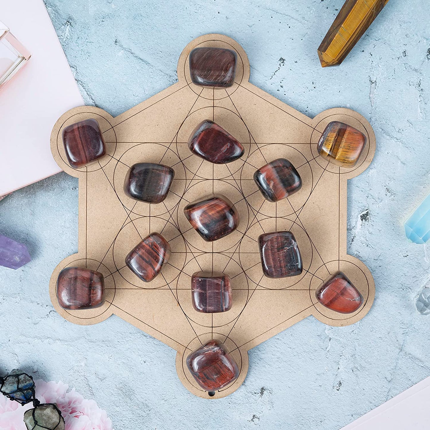 Crocon 1lb Red Tiger Eye Tumble Stones and Crystals Bulk Natural Crystal Kit Size : 20-25 mm