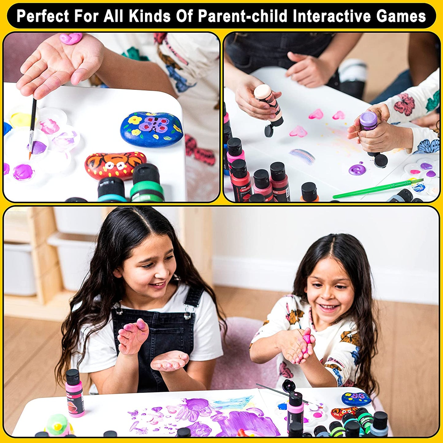 JOYIN Washable Paint for Kids 42PCS - (2 oz Each) with 15 Brushes and 4 Palettes