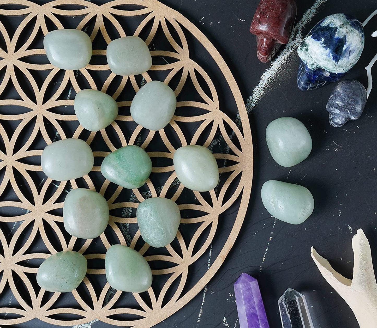 Bezavo Yellow Aventurine Tumbled Stones and Crystals Bulk 13 Pieces Set