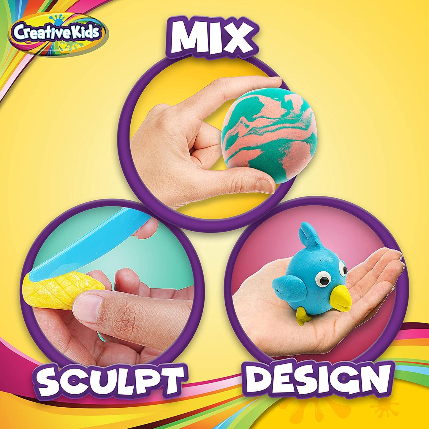 Creative Kids Air Dry Clay Modeling Crafts Kit for Children - 30 Vibrant Colors & 3 Clay Tools