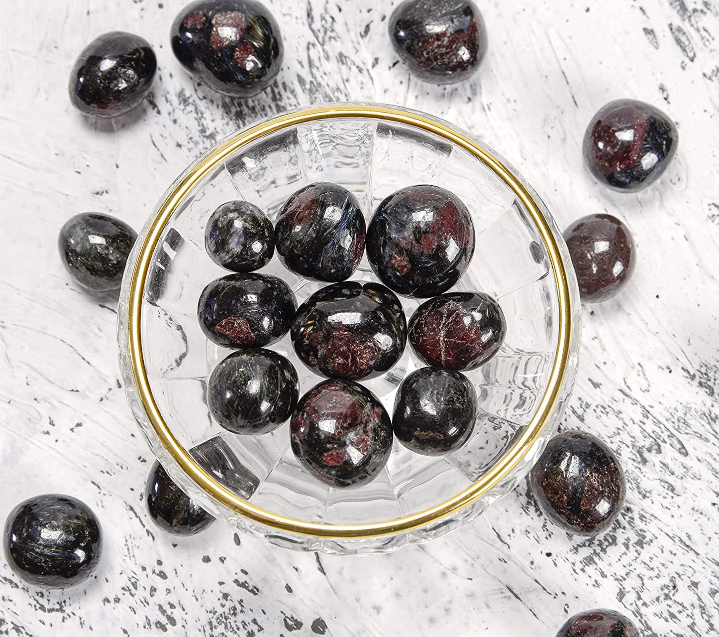 Crocon 1LB Black Strawberry Mini Tumbled Stones and Crystals Bulk Natural Crystal Kit for Reiki Healing Crystals