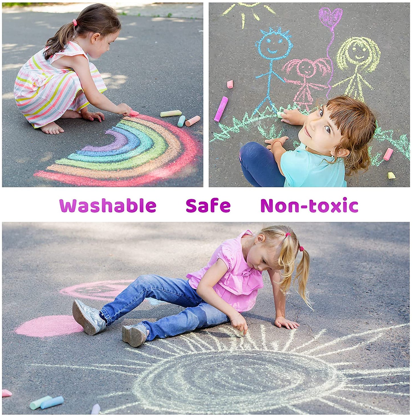 JOYIN 150 PCS Sidewalk Chalk Set in 30 Packs, 5 Colors, Giant Box Non-Toxic Jumbo Washable Chalk for Outdoor Art Play, Painting on Chalkboard, Kitchen, Blackboard, Playground, Outdoor