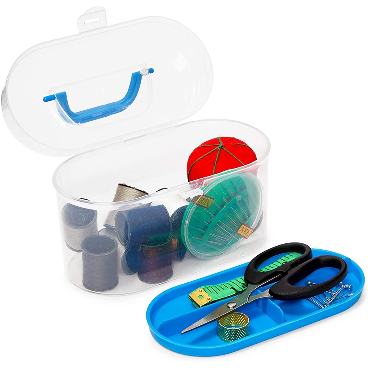 Vintage Sewing Basket Organizer Box Kit with Supplies and Notions Accessories
