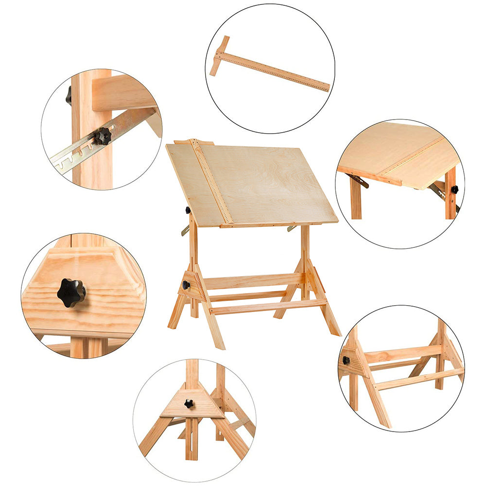 MEEDEN Adjustable Drafting Table Drawing Craft Desk with Tiltable Tabletop