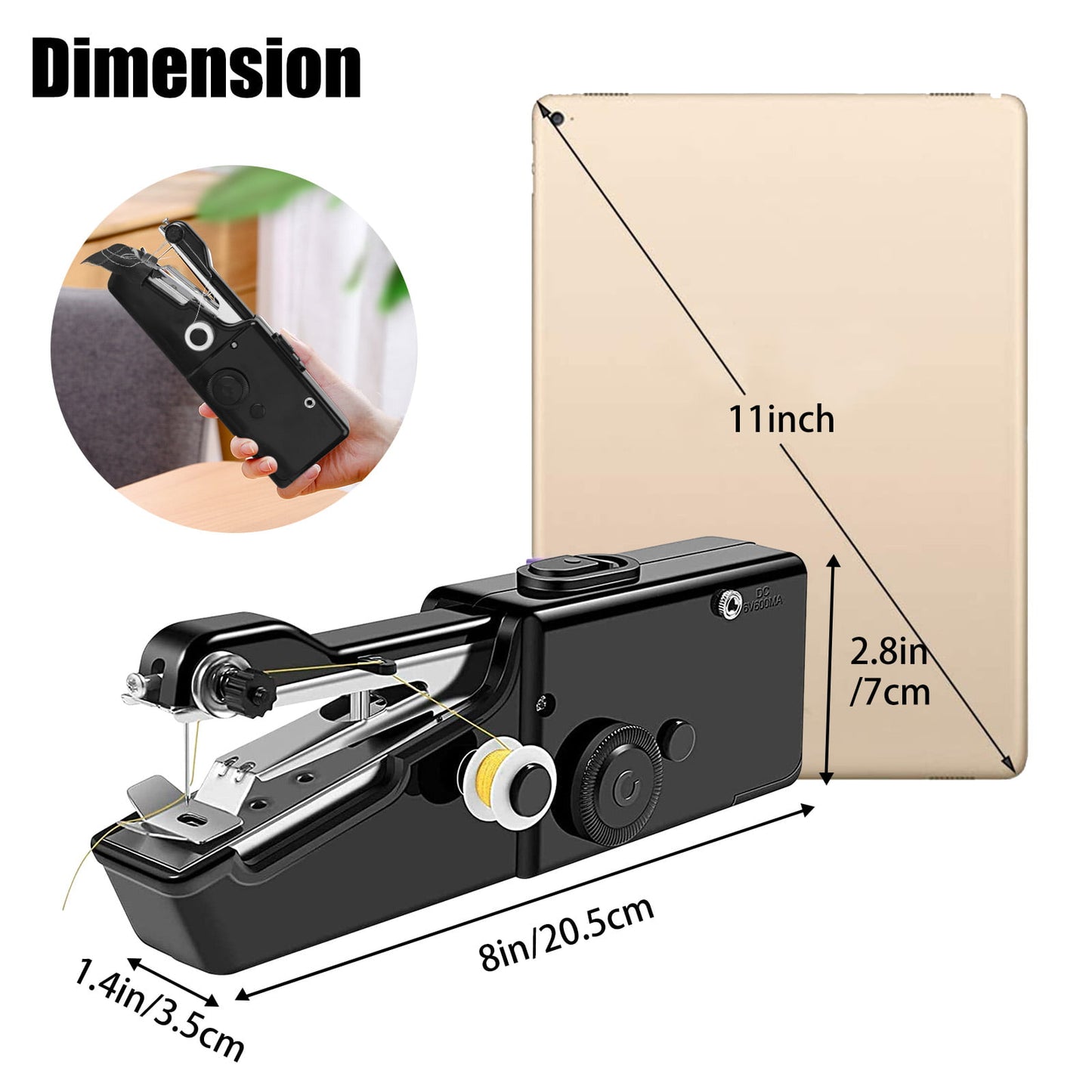 Handheld Sewing Machine, TSV Cordless Mini Portable Sewing Machine - USB Battery Electric Handheld