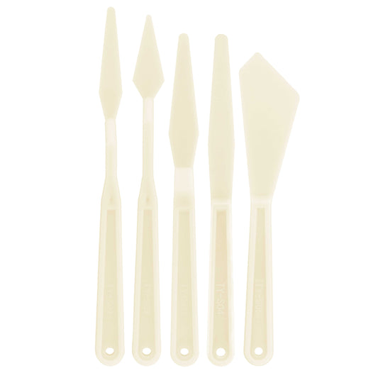 U.S. Art Supply 5-Piece Plastic Artist Spatula Palette Knife Set