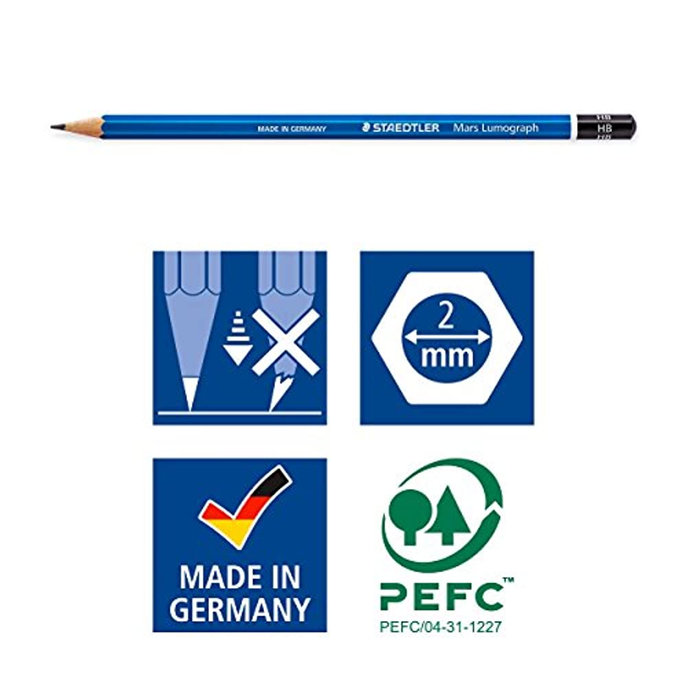 Staedtler Mars Lumograph Art Drawing Pencils, 12 Pack, 100 G12