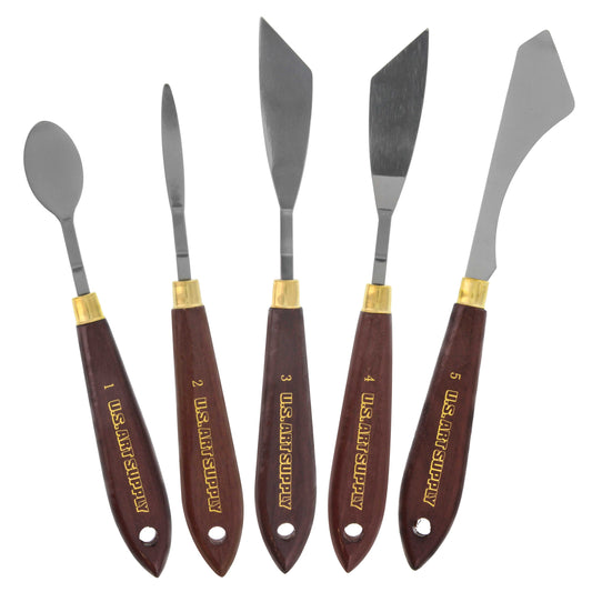 U.S. Art Supply 5-Piece Artist Stainless Steel Palette Knife Set