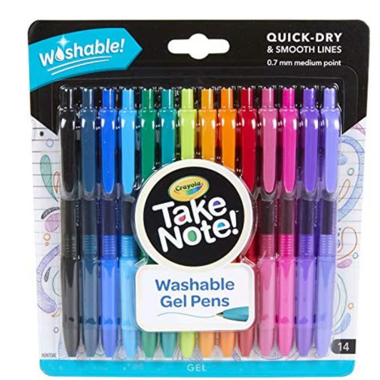 Crayola Colored Gel Pens, Washable Pens Medium Point, 14 Count