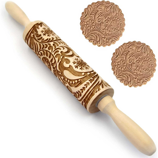 ARTEZA embossed / Patterned rolling pin,Engraved rolling pin, 3D Rolling Pin(Wisteria 1)