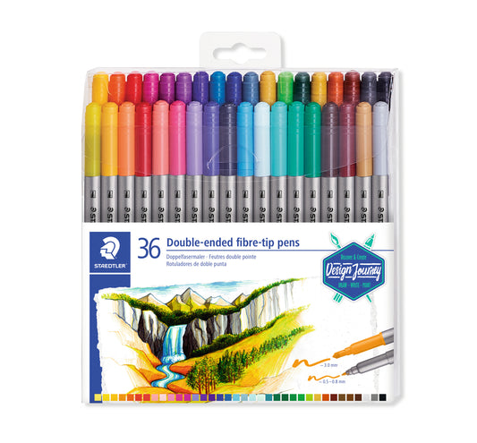 Staedtler Double-Ended Fibre Tip Pens, 36 Pack