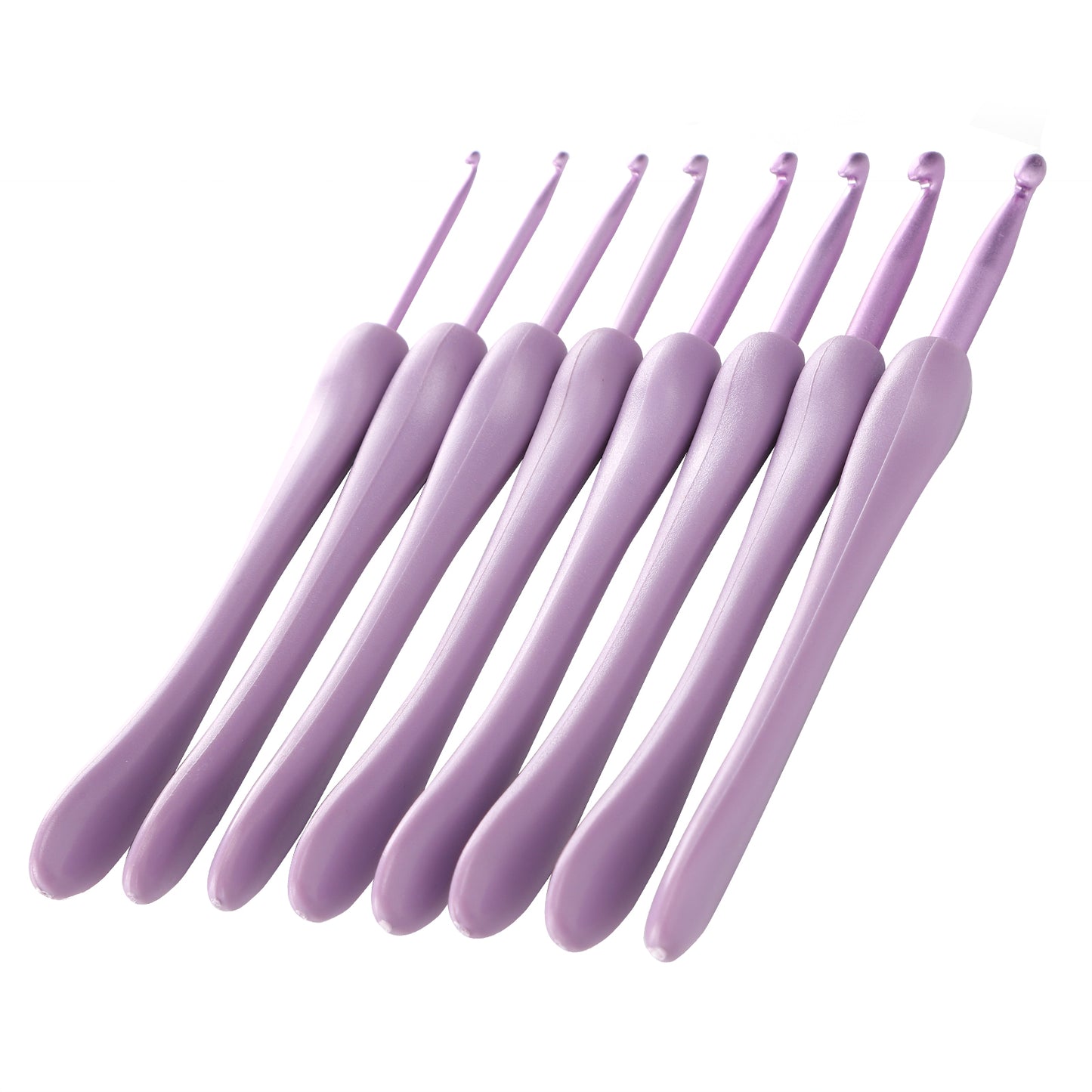 8Pcs Crochet Hook Set Alumina Needle Plastic Handle Knitting Tools Household Supplies Purple