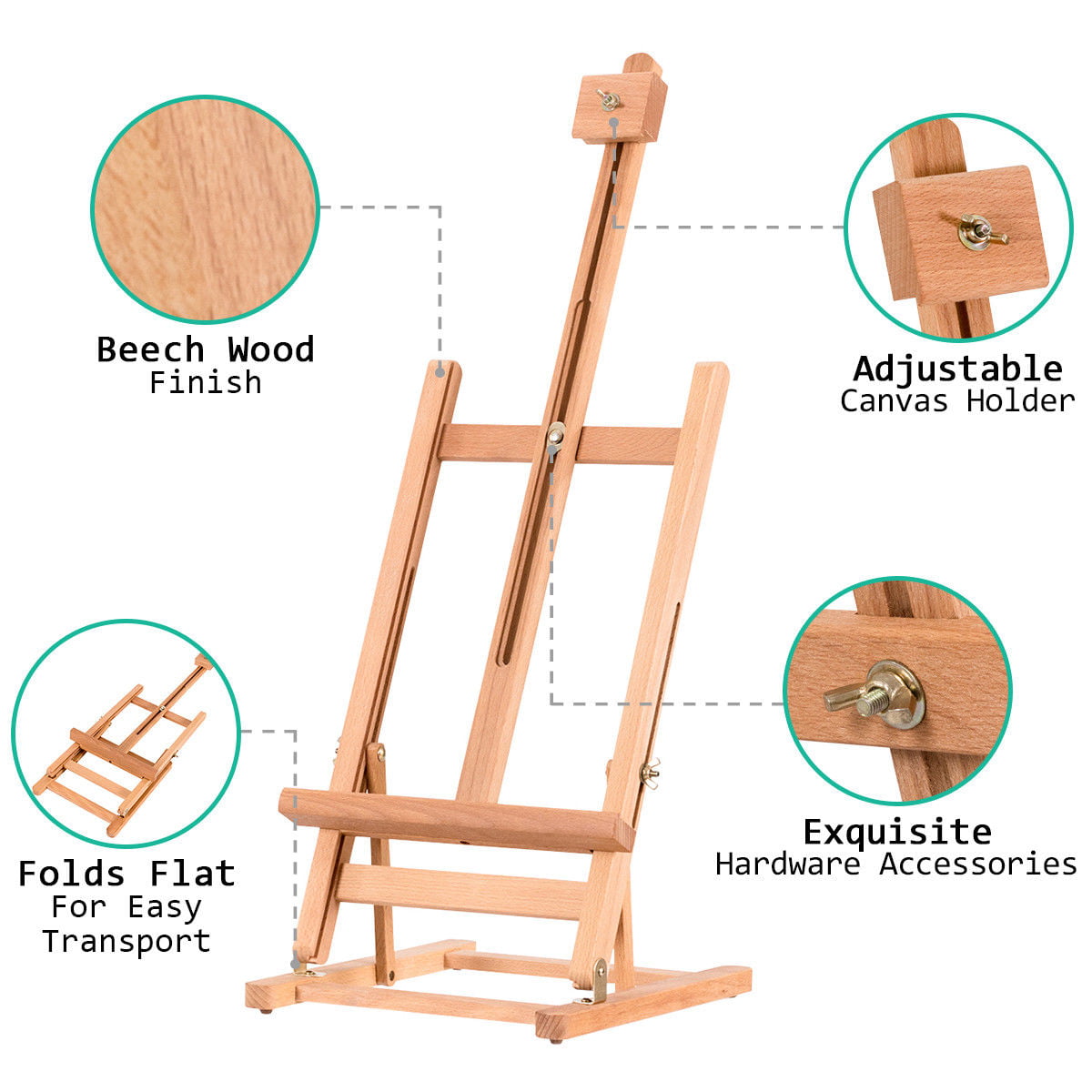 Costway Portable Wood Tabletop Easel H-Frame Adjustable Artist Painting Display Studio