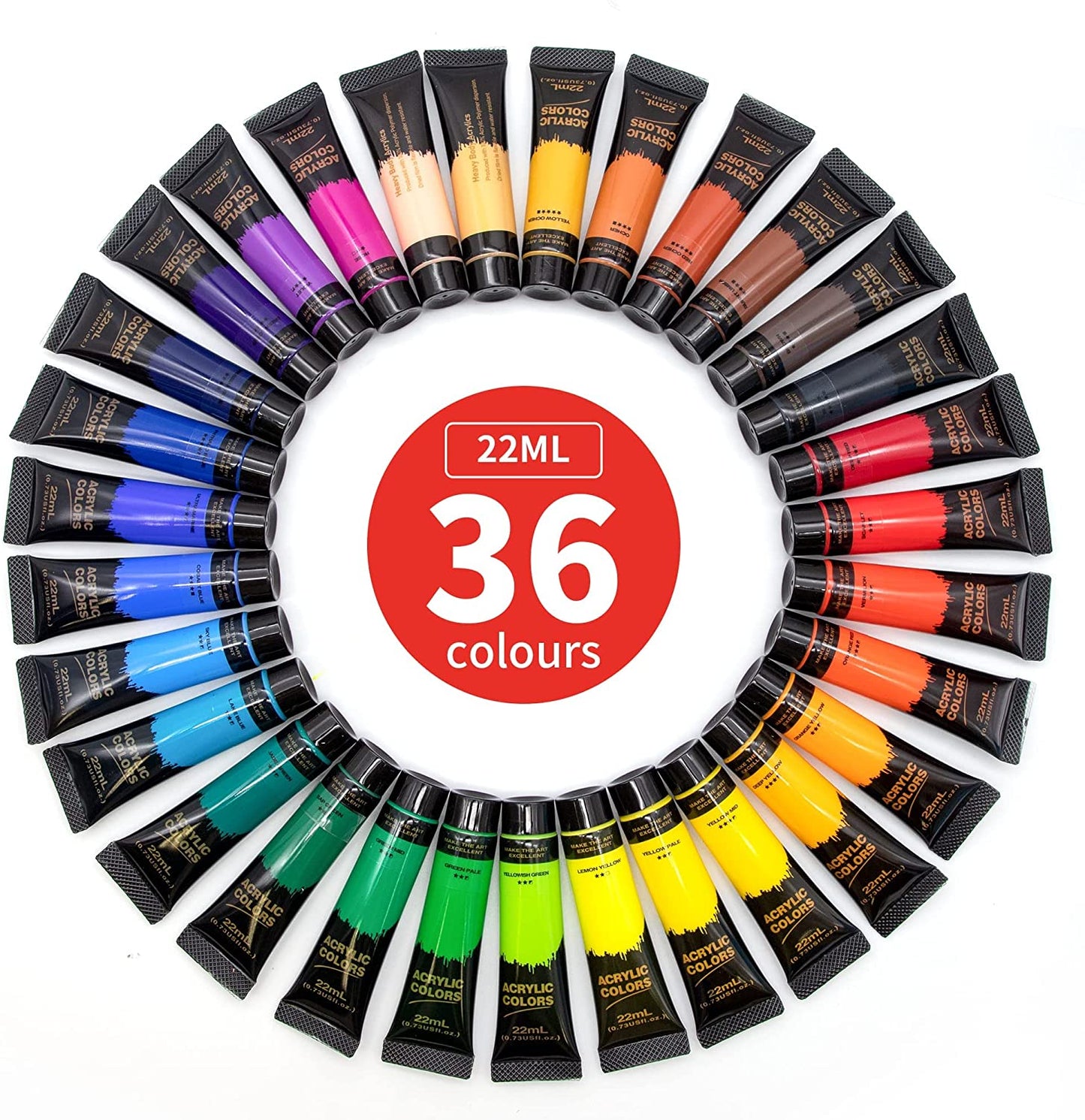 ALL PRIDE Acrylic Paint, 36 Colors (22 ml/0.73fl oz) Craft Paints