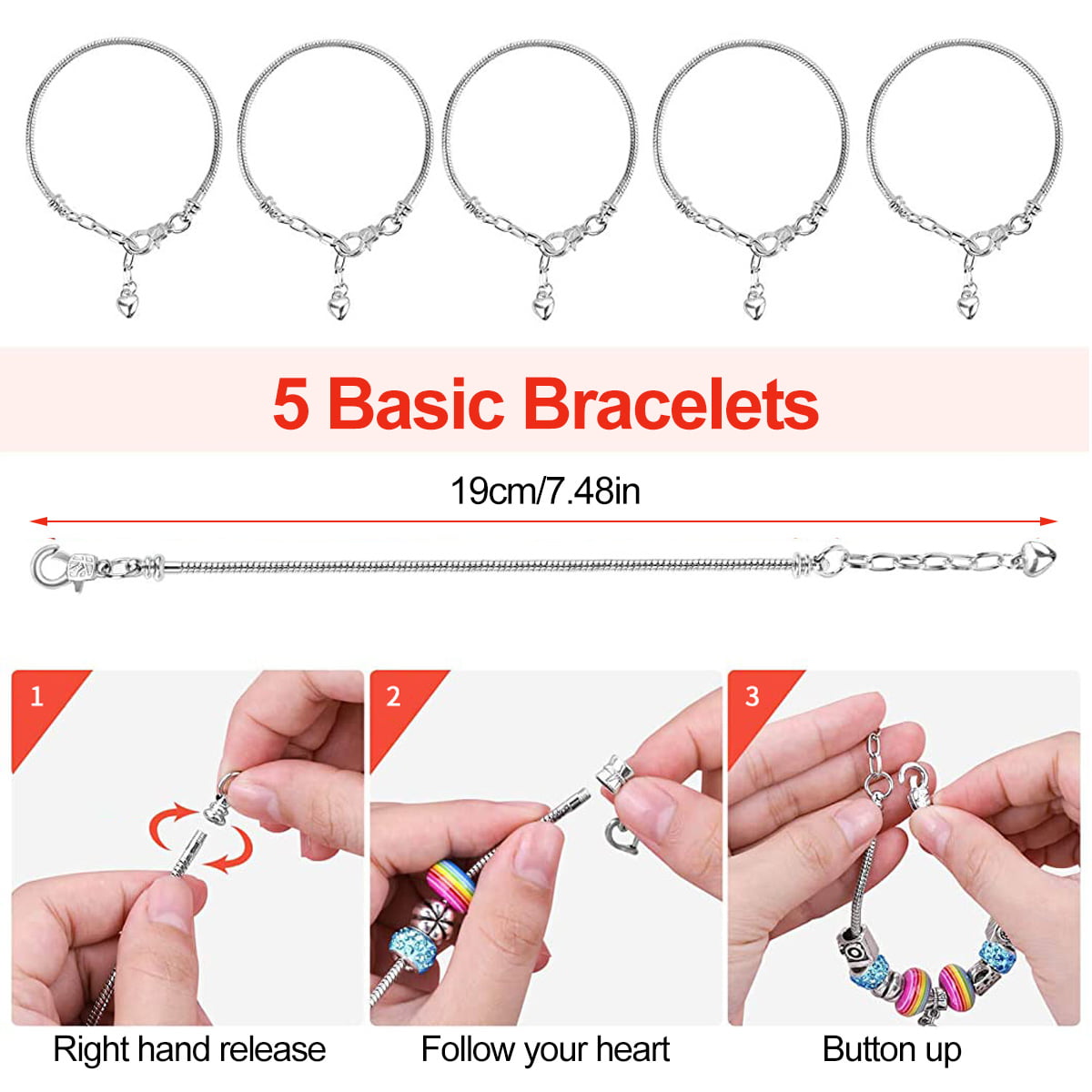Charm Bracelet Making Kit for Girls Teens 85Pcs Jewelry Making Kit with Bracelet Beads Jewelry Charms Arts