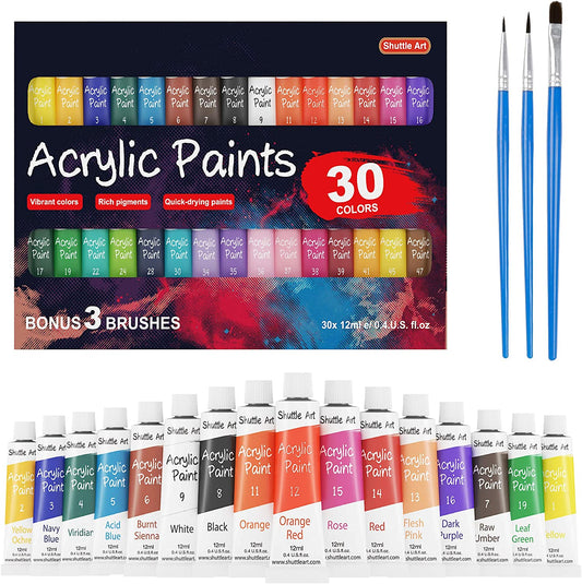 Acrylic Paint Set, Shuttle Art Tubes Artist Quality Non Toxic Rich Pigments Colors