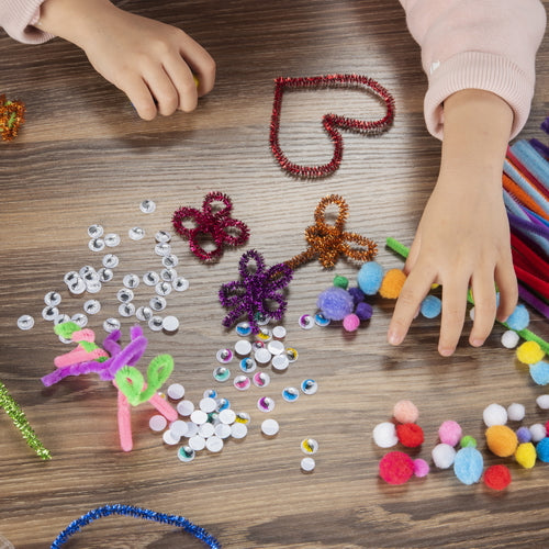 EpiqueOne 1090 Piece Kids Arts & Crafts Supplies with Pipe Cleaners, Pom Poms, and Googly Eyes