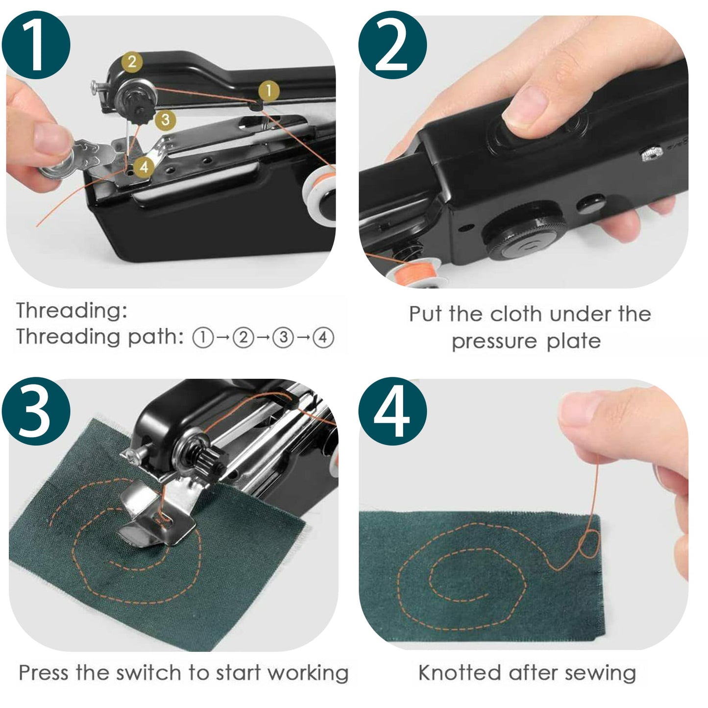 Handheld Sewing Machine, TSV Cordless Mini Portable Sewing Machine - USB Battery Electric Handheld