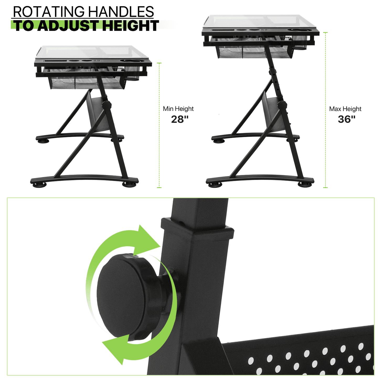 Magshion Craft and Drawing Station with Stool Set,Black
