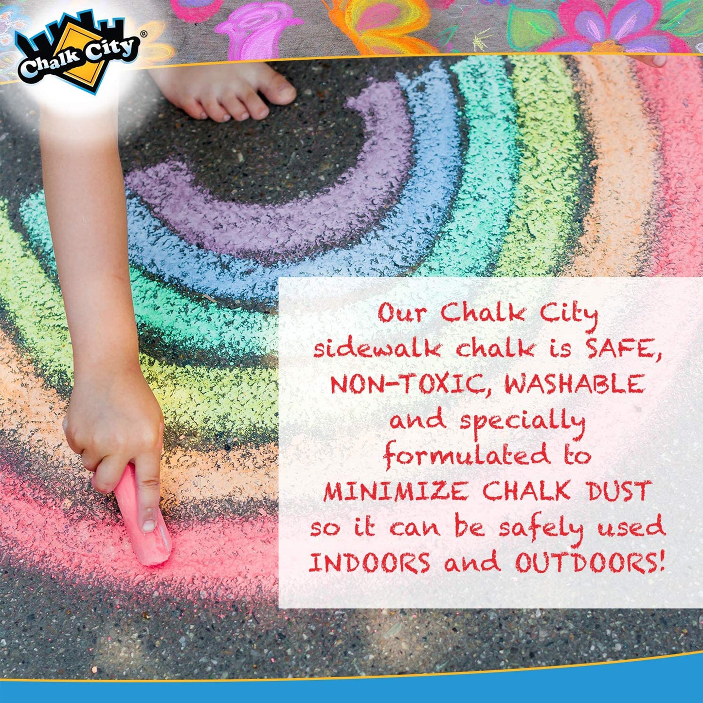 Chalk City Sidewalk Neon Chalk for Kids Washable Outdoor Jumbo Chalks Bucket 136 Count