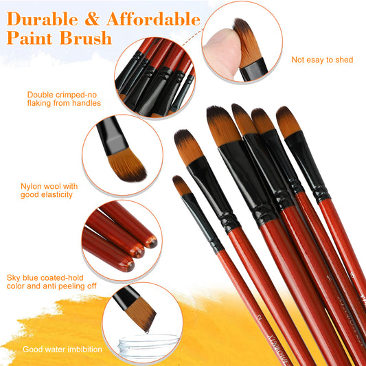 TSV Paint Brushes Set, 18/10 Pcs Acrylic Nylon Hair Art Brushes,  Professional Artist Paint Brushes for Oil Watercolor Painting, Face Body Model Paint, Nail Art, Miniature Detailing, Rock Painting