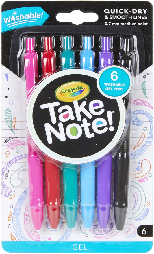 5 Pack Crayola Medium Point Washable Gel Pens Set, School and Adult Coloring Supplies, 6 Count