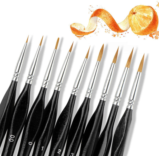 Micro Detail Paint Brush Set, EEEkit 9 PCS Sable Hair Tiny Professional Miniature Fine Detail Brushes