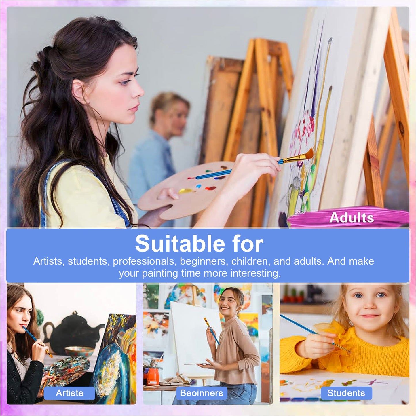 Paint Brush Set, EEEkit 100/12PCS Artist Brushes for Painting with Acrylic, Oil and Watercolor